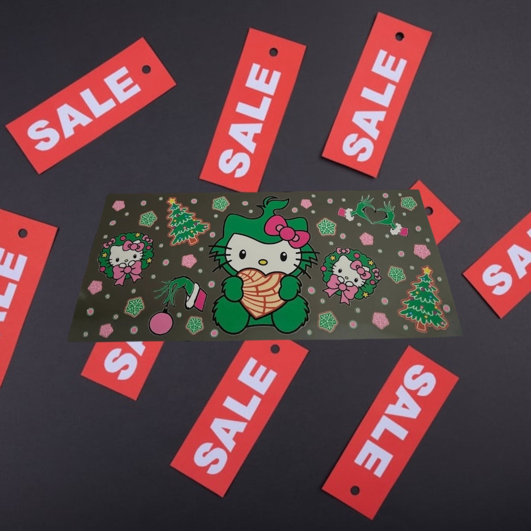 Christmas Grinch Kitty-CLEARANCE Holiday 16oz UV DTF Double Sided Cup Wrap