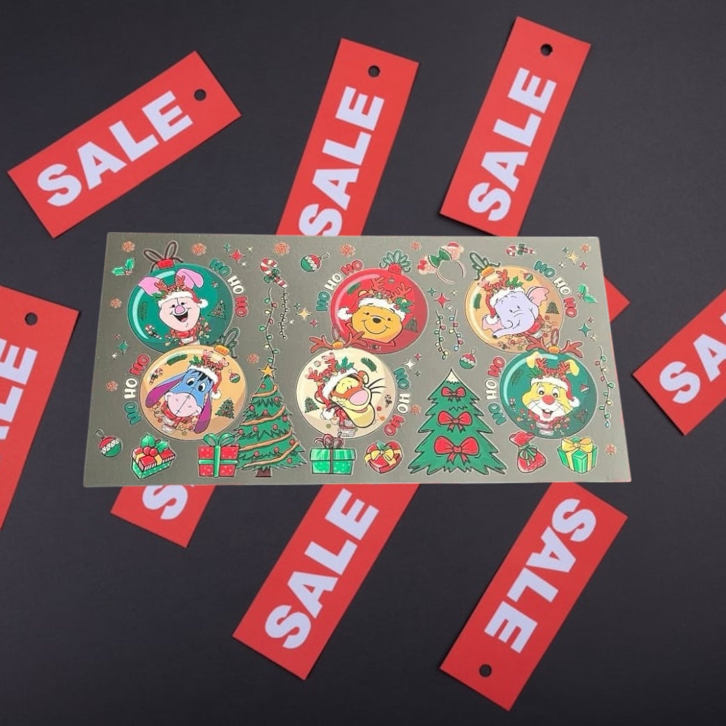 Christmas bear friends -CLEARANCE 16oz UV DTF Double Sided Cup Wrap