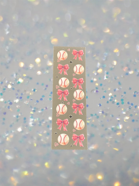 Baseball w/Pink Bows-UV DTF Pen Wrap