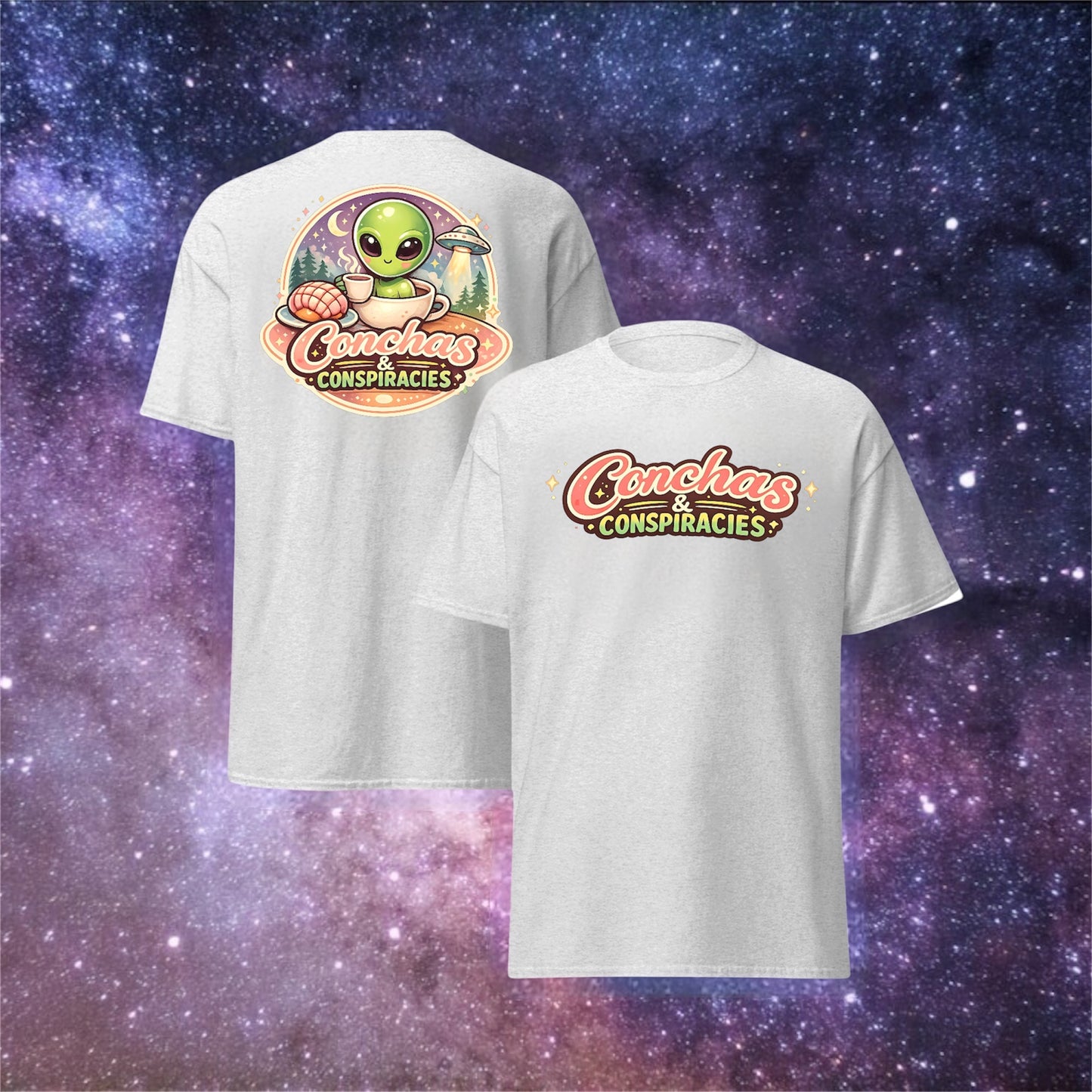 Conchas & Conspiracies Podcast Merch- May 2026 Drop! T-Shirt