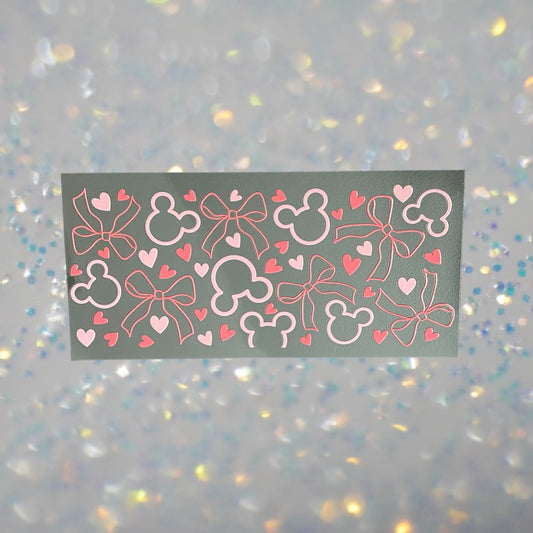 Mouse ears w/Bows-16oz UV DTF Double Sided Cup Wrap