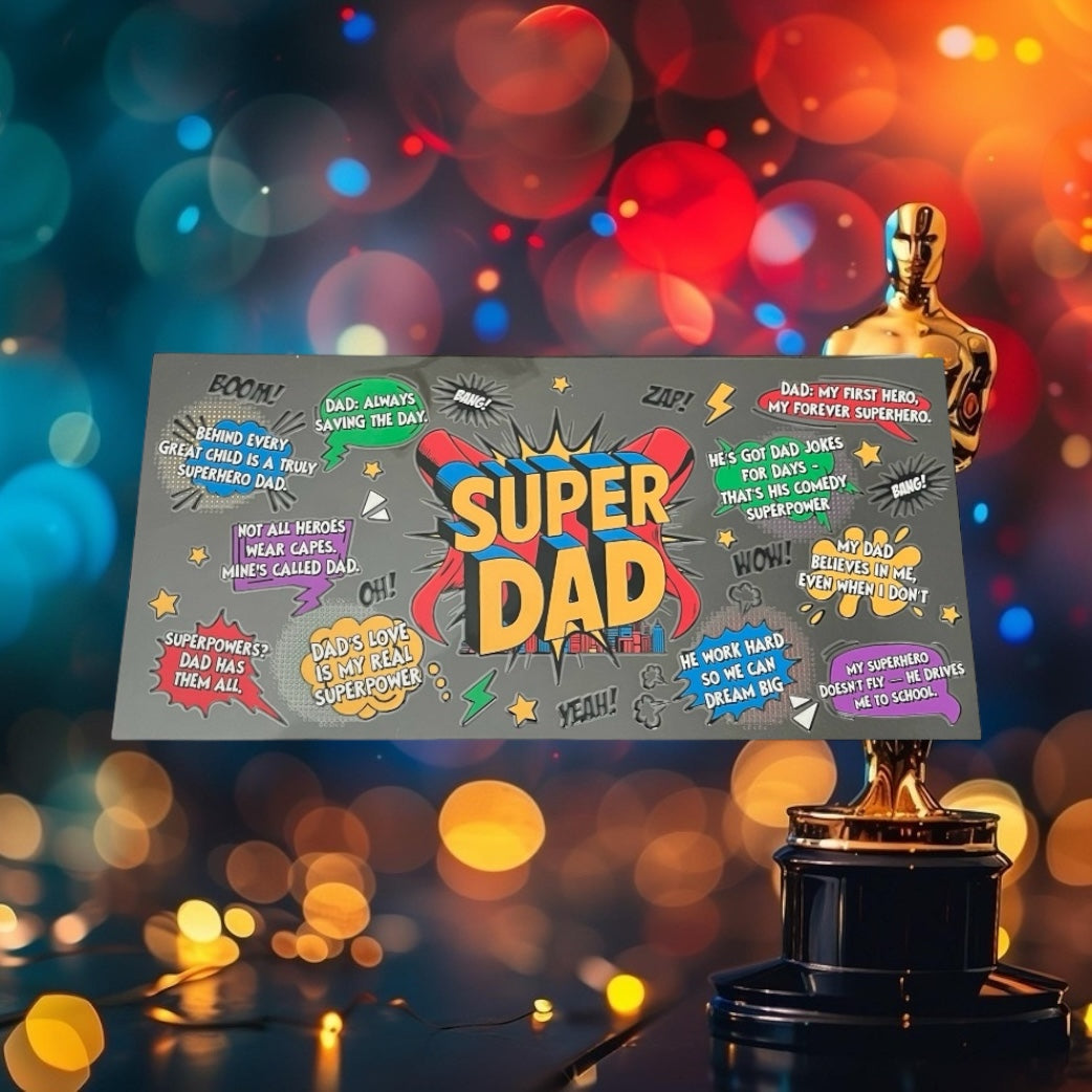 Father’s Day Super Dad  -Holiday 16oz UV DTF Double Sided Cup Wrap
