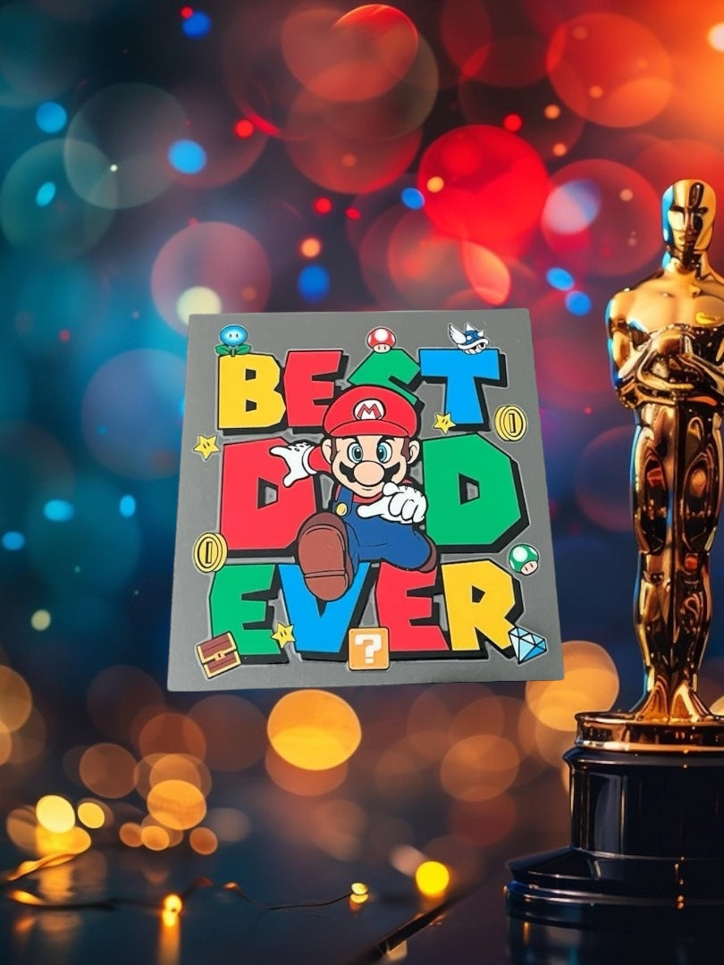 Father’s Day Best Dad Ever Super M.-Holiday UV DTF Double Sided 4" Decal