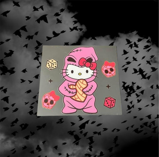 Halloween Pink Kitty-UV DTF Double Sided 4" Decal